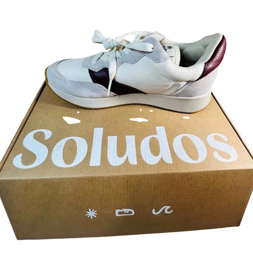 Soludos Paradiso Retro Sneakers, Women's,‎ Color White/Wine, Size 7